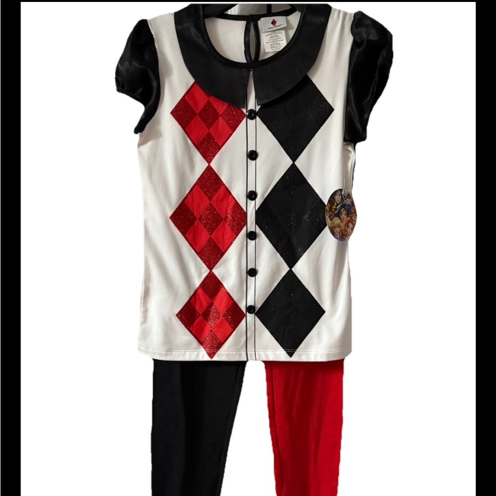Kids Harlequin Costume - Red, Black, and White large (12-14) child